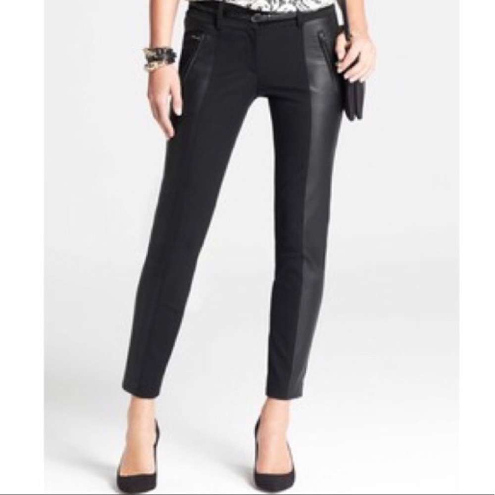 Ann Taylor Metro Skinny Pants w/ Faux Leather